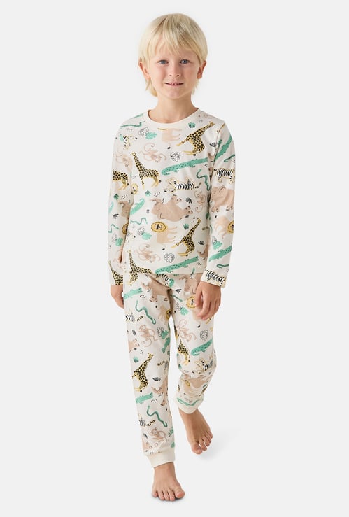 Juniors Animal Print Long Sleeves T-shirt and Pyjama Set
