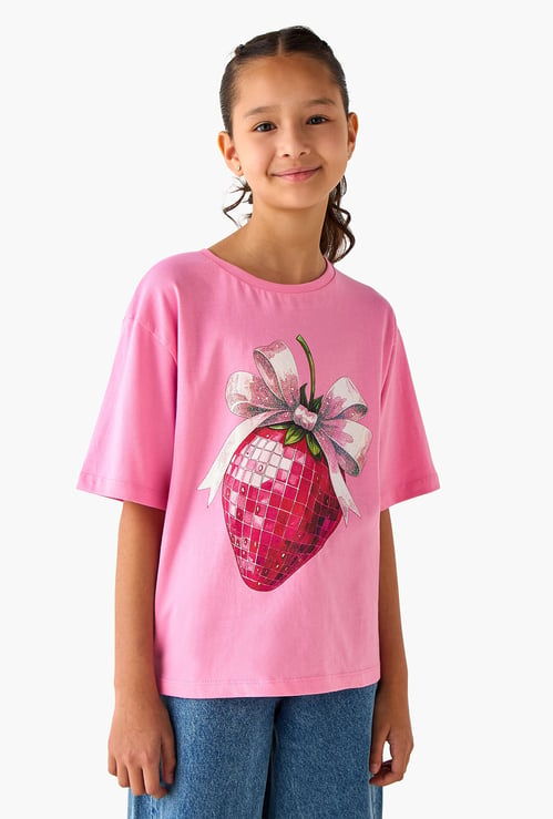 Juniors Strawberry Print T-shirt