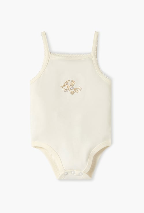 Giggles Embroidered Strappy Bodysuit