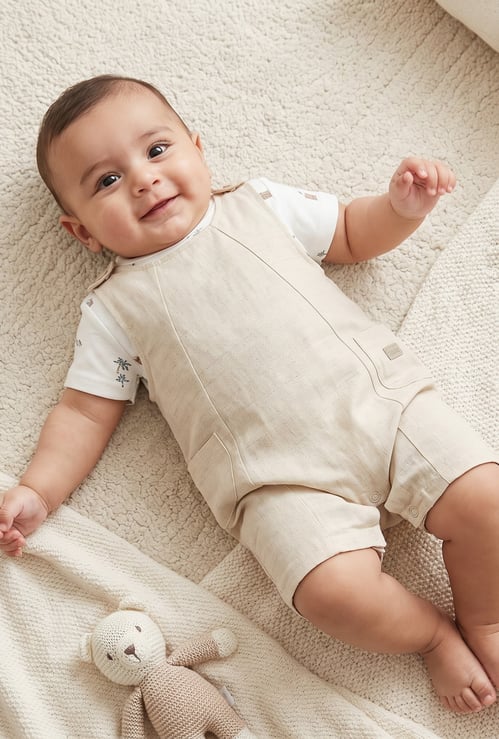 Giggles Solid Romper and T-shirt Set