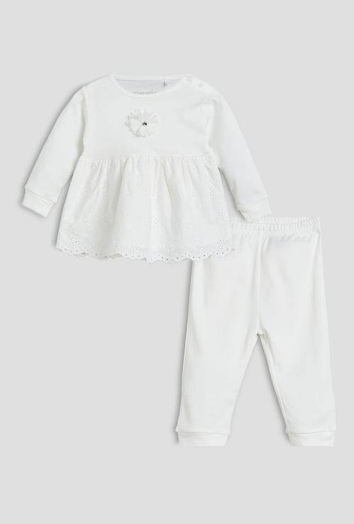 Giggles Schiffli Top & Joggers Set