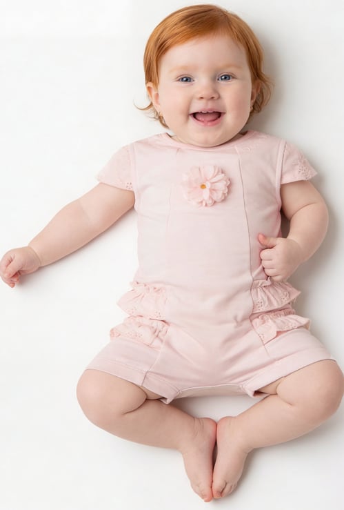 Giggles Applique Romper with Snap Button
