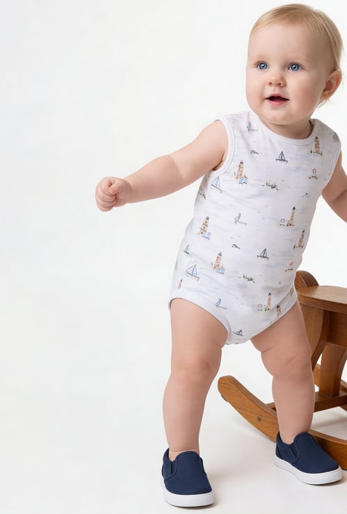 Juniors Printed Bodysuit with Snap Buttons
