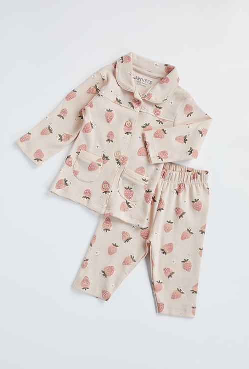 Juniors Strawberry Print Shirt and Pyjama Set