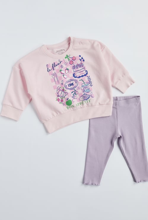 Juniors Printed T-shirt and Leggings Set