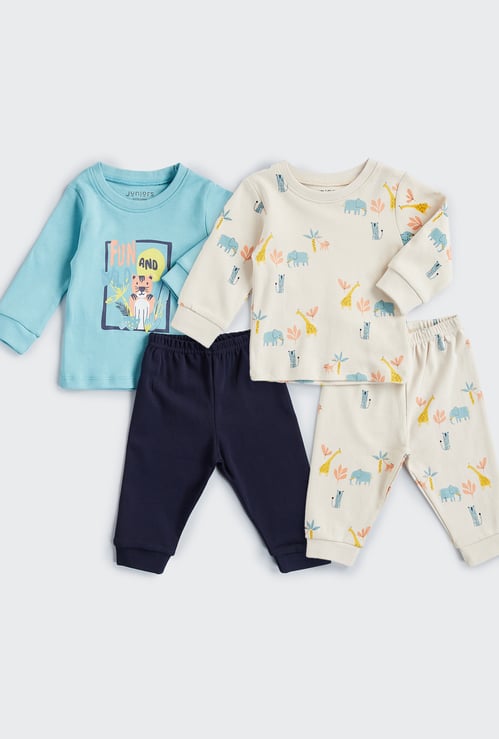Juniors Safari Print T-shirt and Pyjama - Set of 2