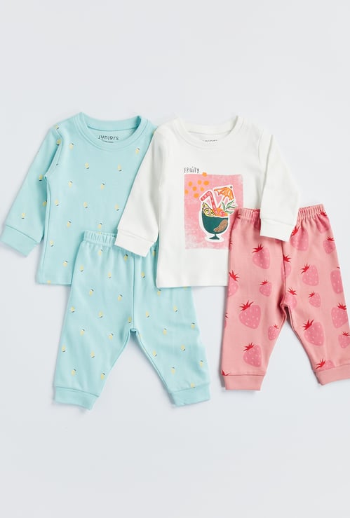 Juniors Fruit Print T-shirt and Pyjama - Set of 2