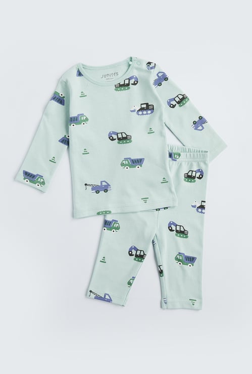 Juniors Vehicle Print T-shirt And Pyjamas Set