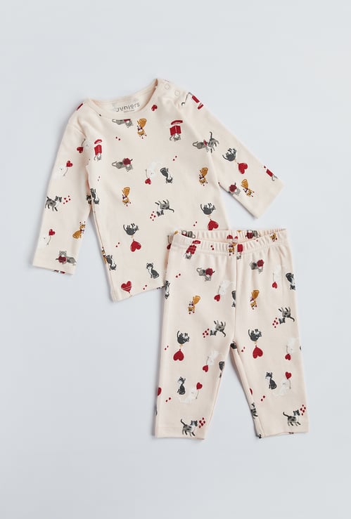 Juniors Printed T-shirt And Pyjamas Set