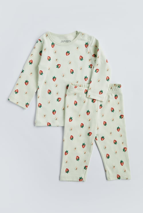 Juniors Strawberry Print T-shirt And Pyjamas Set