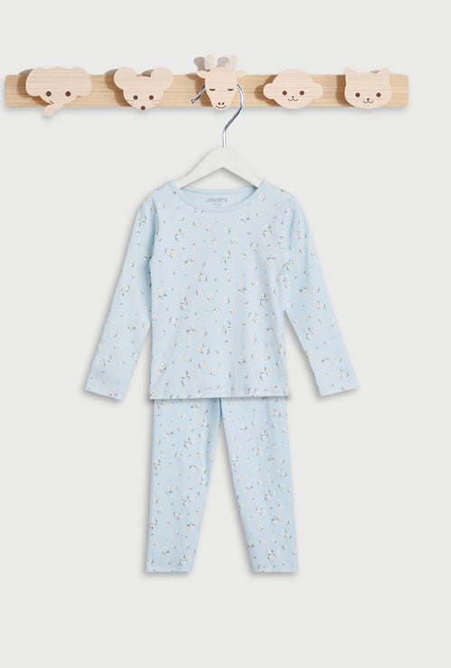 Juniors Floral Print T-shirt and Pyjamas Set