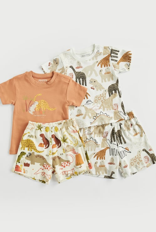 Juniors Dinosaur Print T-shirt and Shorts - Pack of 2