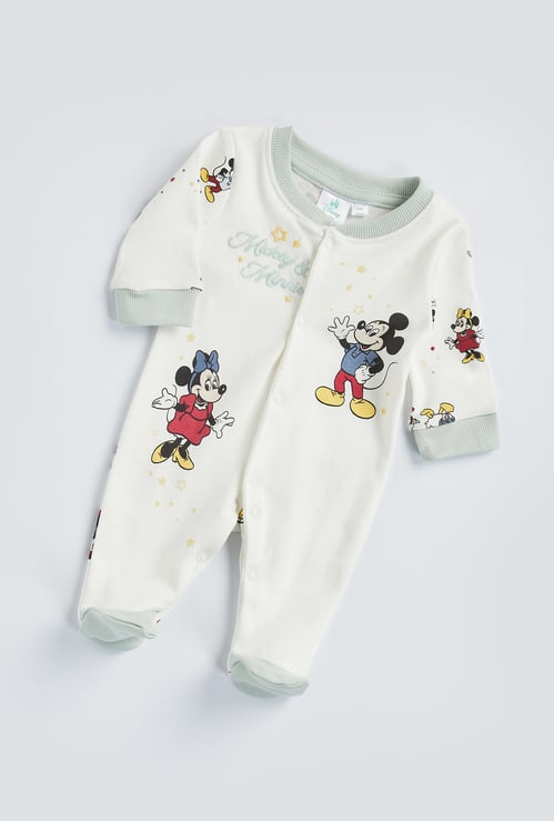 Mickey Mouse and Friends Print Sleepsuit with Button Closure