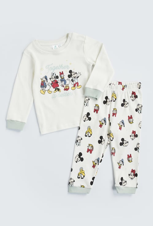 Mickey and Friends Print T-shirt and Pyjama Set