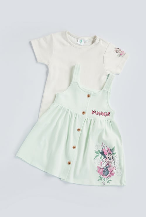 Minnie Mouse Print Pinafore and T-shirt Set