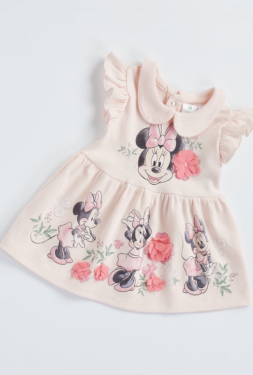 Minnie Mouse Applique Dress with Button Closure
