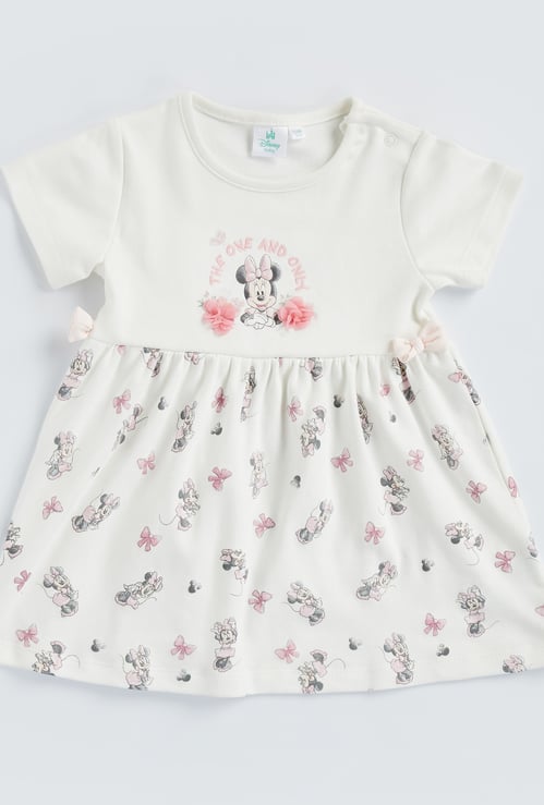 Minnie Mouse Applique Dress with Button Closure