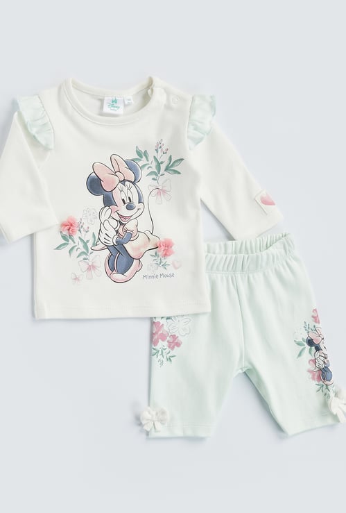 Minnie Mouse Applique T-shirt and Pyjama Set