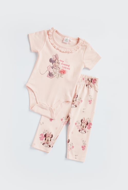 Minnie Mouse Print Bodysuit and Pyjama Set