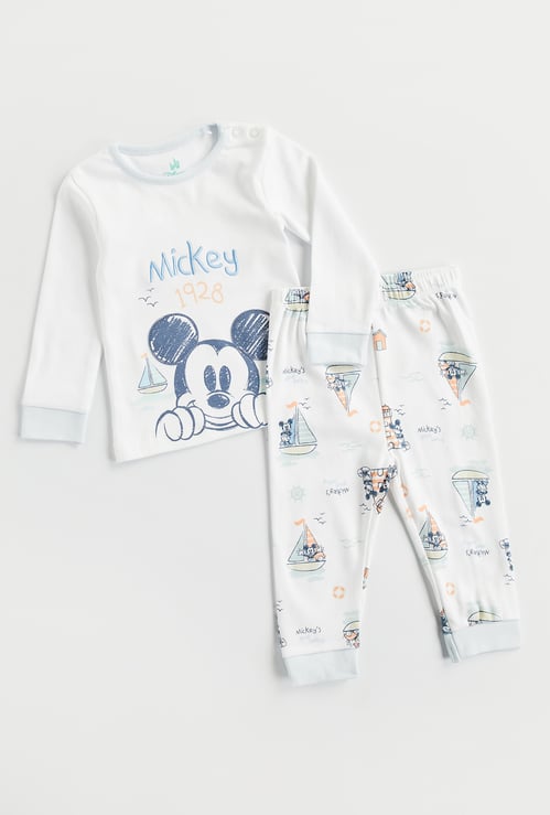 Juniors Mickey Mouse Print T-shirt and Pyjamas Set
