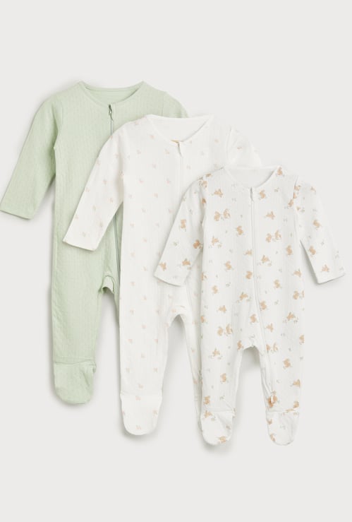 Juniors Assorted Sleepsuit with Zip Closure - Set of 3