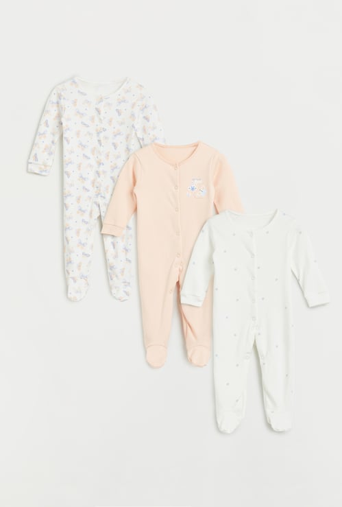 Juniors Butterfly Print Sleepsuit - Set of 3