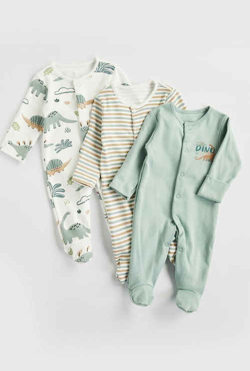 Juniors Dinosaur Print Sleepsuit - Set of 3