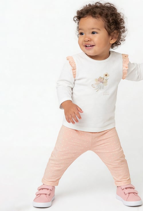 Juniors Printed Top and Pants Set