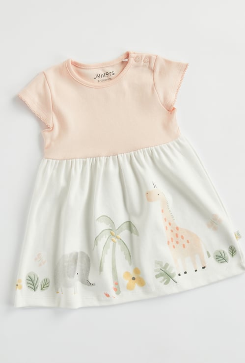 Juniors Animal Print Dress with Button Closure