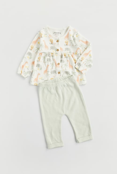 Juniors Animal Print Top with Pyjama Set