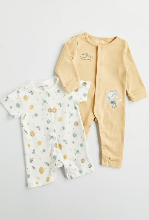 Juniors Space Print Sleepsuit and Romper Set of 2