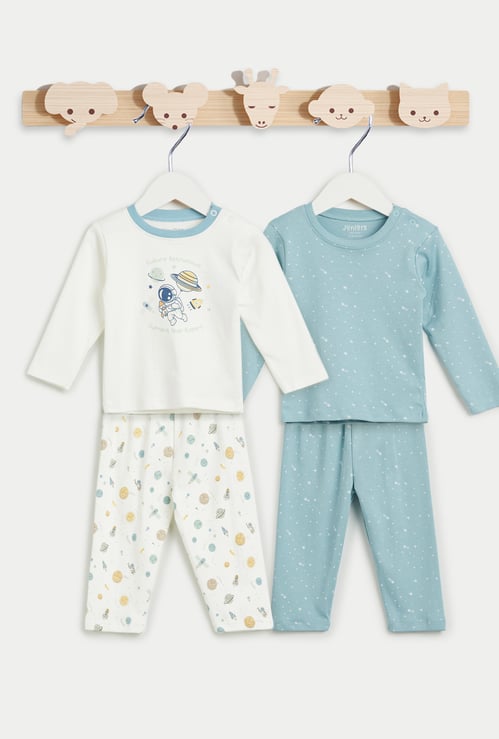 Juniors Printed T-shirt and Pyjamas Set - Pack of 2