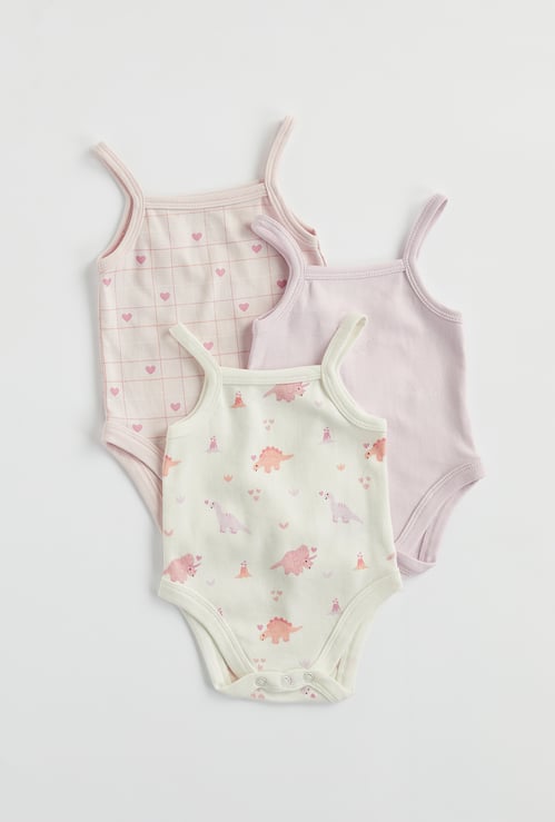 Juniors Printed Strappy Bodysuit - Set of 3