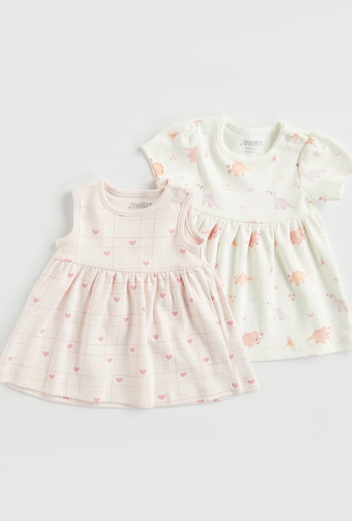 Juniors Printed Dress with Button Closure - Set of 2