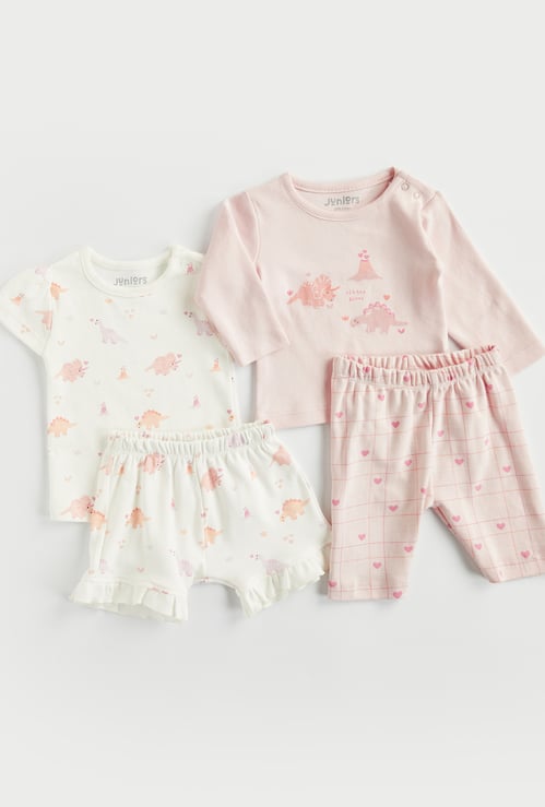 Juniors Dinosaur Print Nightwear Set - Pack of 2