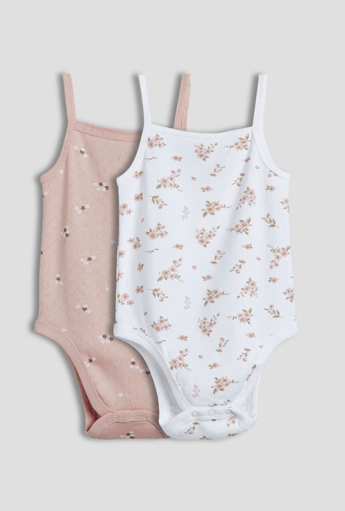 Juniors Floral Print Strappy Bodysuits - Pack of 2