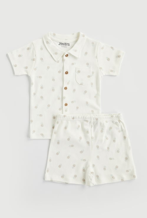 Juniors Motif Print Shirt and Shorts Set