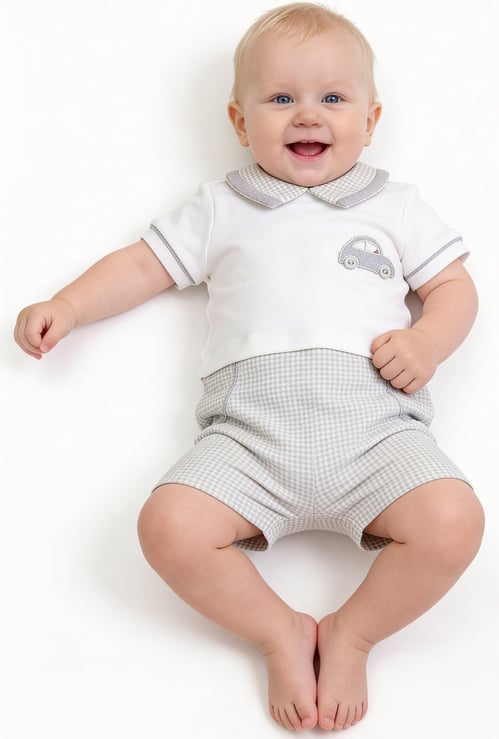 Giggles Checked Rompers