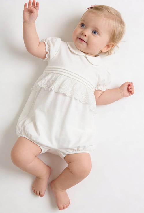Giggles Lace-Trim Romper