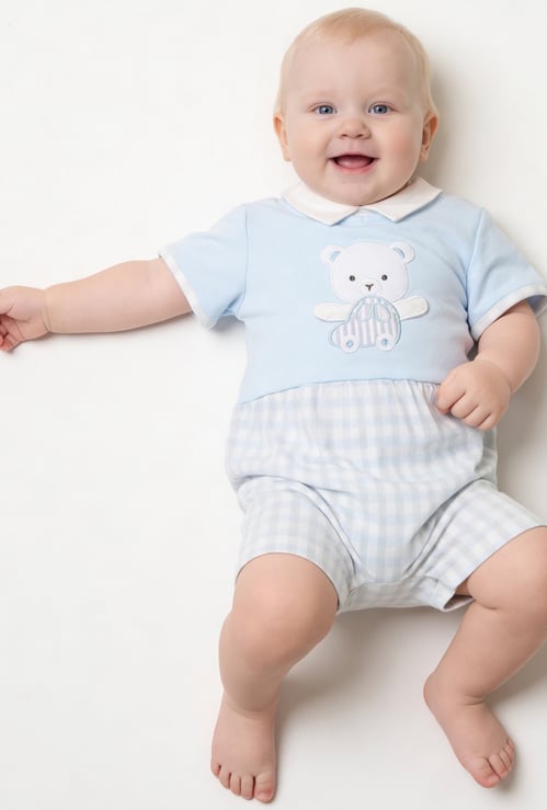 Giggles Applique Romper with Snap Button