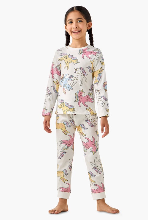 Juniors Unicorn Print T-shirt and Pyjama Set