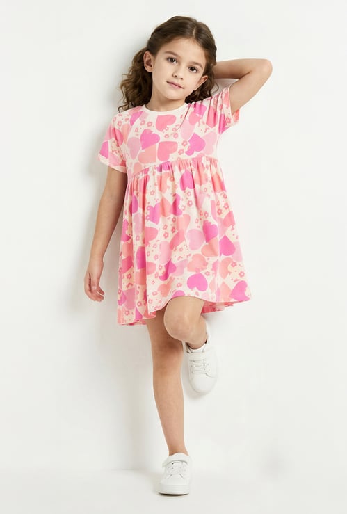 Juniors Heart Print A-line Dress