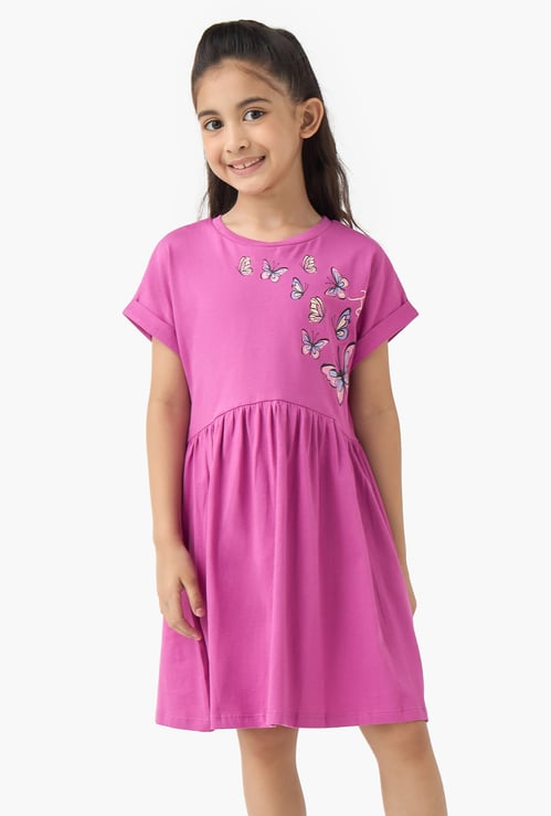 Juniors Butterfly Print Skater Dress