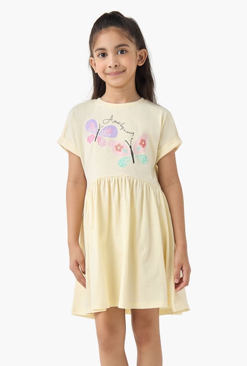 Juniors Butterfly Print A-line Dress