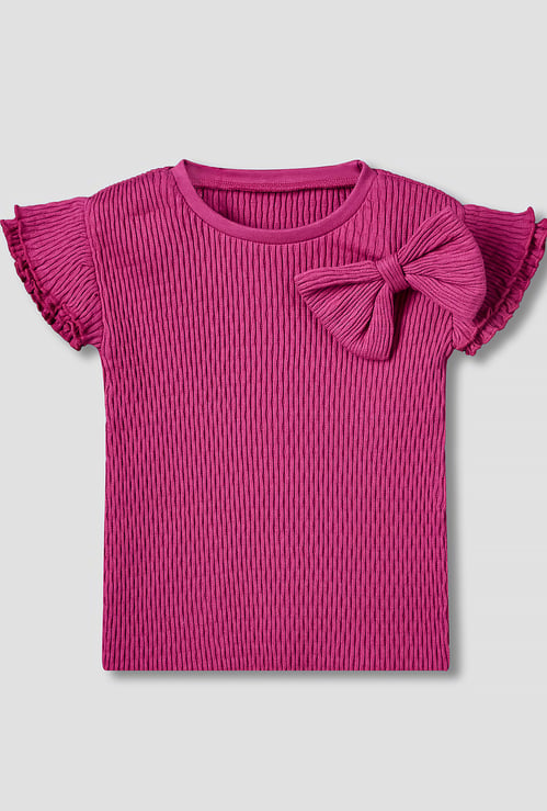 Juniors Bow Applique Top