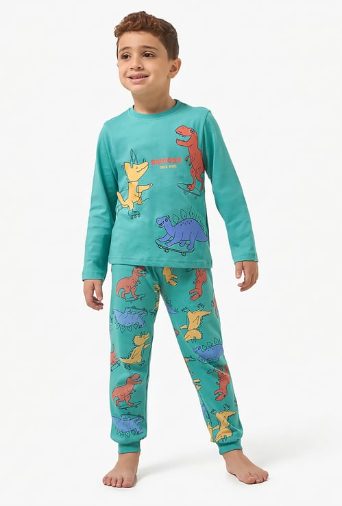 Juniors Dinosaur Print T-shirt and Joggers Set