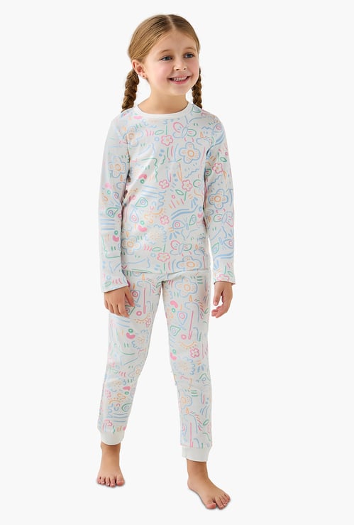 Juniors Printed T-shirt And Joggers Set