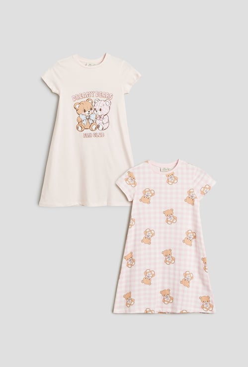 Juniors Printed Nightdress - Pack of 2