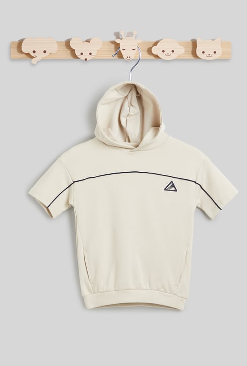 Junior Sports Solid Hooded T-shirt
