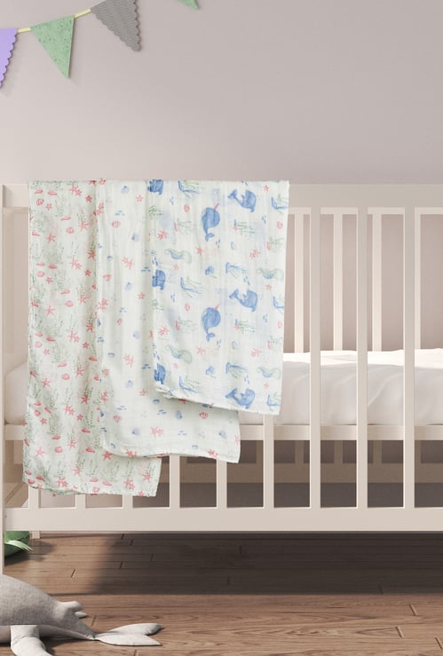 Giggles Printed Muslin Swaddle Blanket - Pack of 3